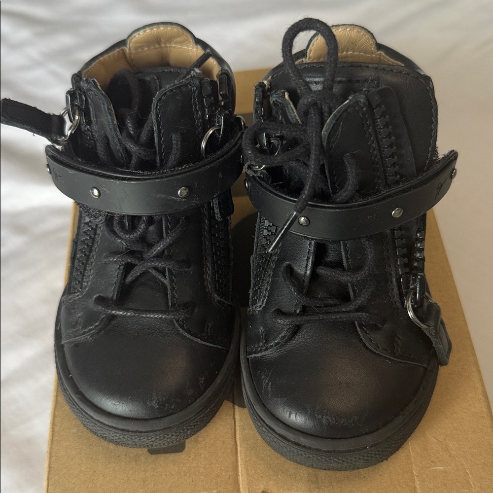Black Leather Ankle Boots with Straps
